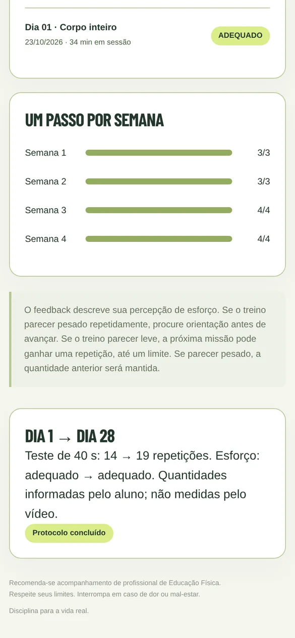 Tela do aplicativo: Dia 1 → Dia 28