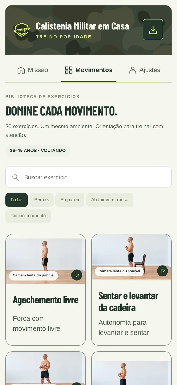 20 exercícios, prática individual e celular